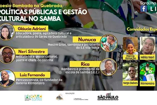 Último encontro do Projeto Poesia Sambada na Quebrada acontecerá no dia 12/08