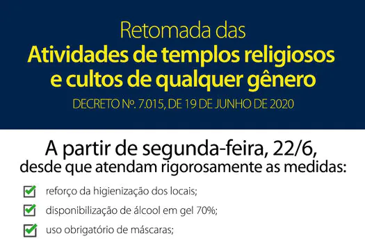 Ribeirão Pires anuncia retomada gradativa de templos religiosos e cultos