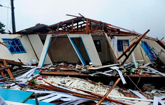 Casa destruída pelo temporal