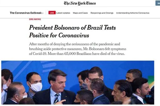 Imprensa internacional repercute teste positivo de Bolsonaro para covid-19