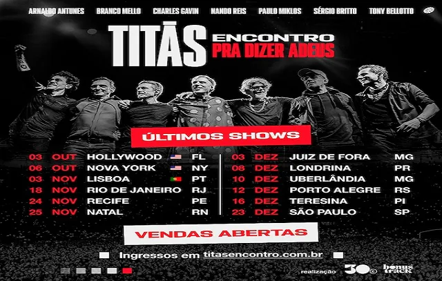 TITÃS ENCONTRO – Pra Dizer Adeus inicia vendas para os últimos shows da turnê