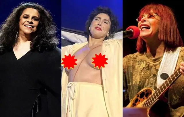 Adriana Calcanhotto mostra seios para homenagear Rita Lee e Gal Costa em show