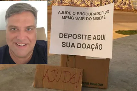 Cartaz em BH pede doação: ‘ajude o procurador do MPMG a sair do miserê’