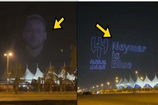 Al-Hilal coloca Neymar no céu com drones e faz mosaico para receber o craque