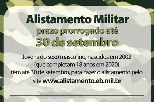 Prazo para alistamento obrigatório ao Serviço Militar é ampliado