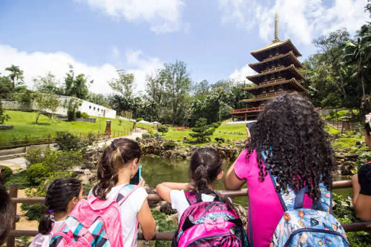 Alunos dos cursos culturais de Ribeirão Pires visitam a Torre de Miroku