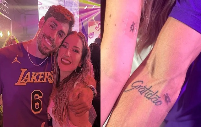 Amanda Meirelles e Cara de Sapato fazem tatuagem juntos