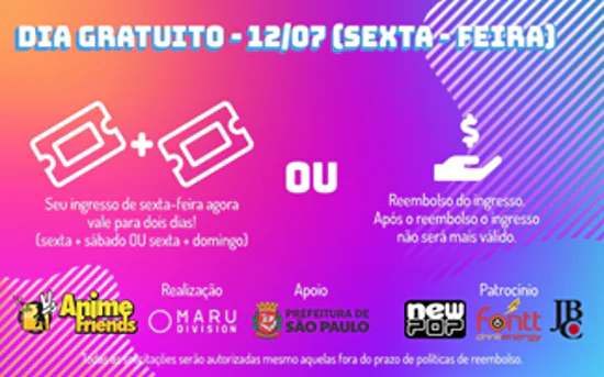 Primeiro dia do Anime Friends 2019 (12 de julho) terá entrada gratuita