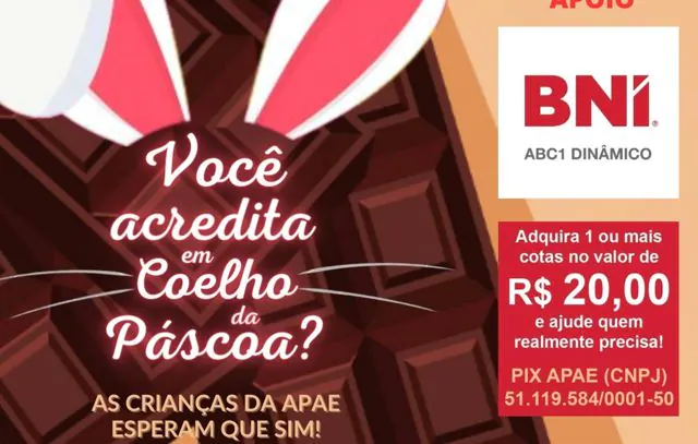 APAE Diadema promove campanha Doce Doação nesta Páscoa