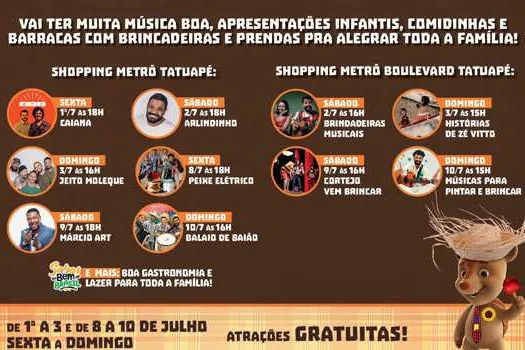 Arraiá do Complexo Tatuapé conta com shows de Peixe Elétrico e Jeito Moleque