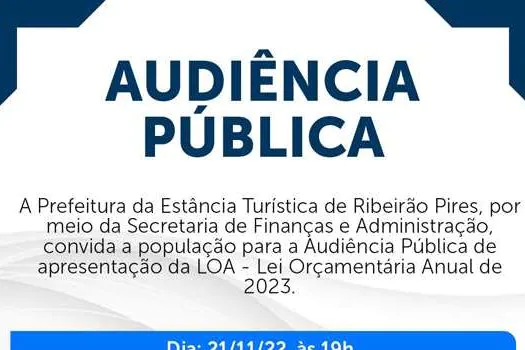 Ribeirão Pires realiza Audiência Pública para apresentar LOA 2023