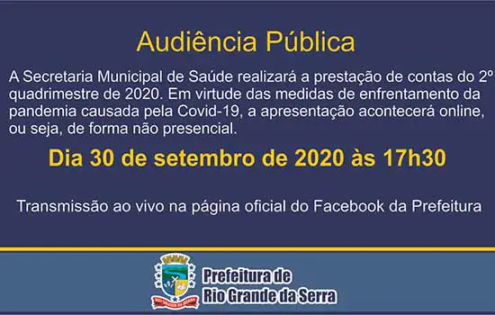 Secretaria de Saúde fará audiência pública no dia 30 de setembro