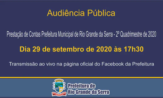 Rio Grande da Serra fará audiência pública no próximo dia 29