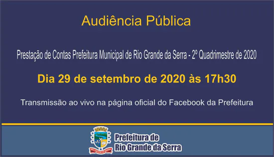 Rio Grande da Serra fará audiência pública no próximo dia 29