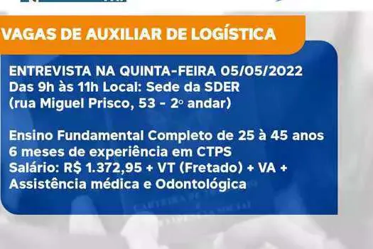 Manserv seleciona Auxiliar de Logística através do PAT Ribeirão Pires