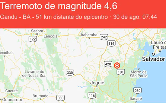 Novos tremores de terra são registrados no interior da Bahia