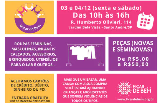 ONG Ficar de Bem realiza bazar beneficente