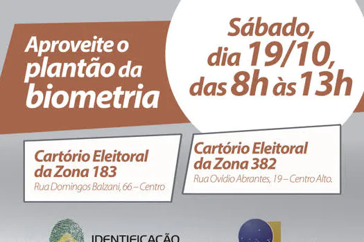 Eleitor pode fazer a biometria neste sábado em Ribeirão Pires