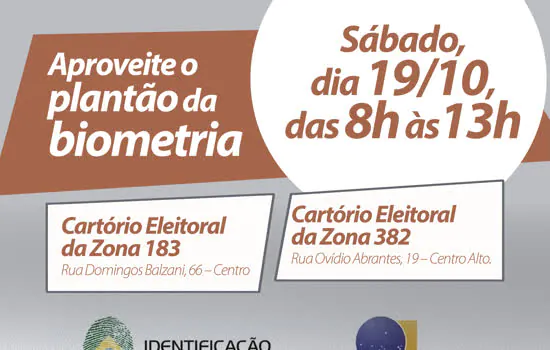 Eleitor pode fazer a biometria neste sábado em Ribeirão Pires