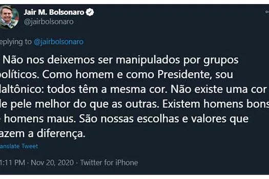 Bolsonaro se pronuncia nas redes sociais sobre caso no Carrefour