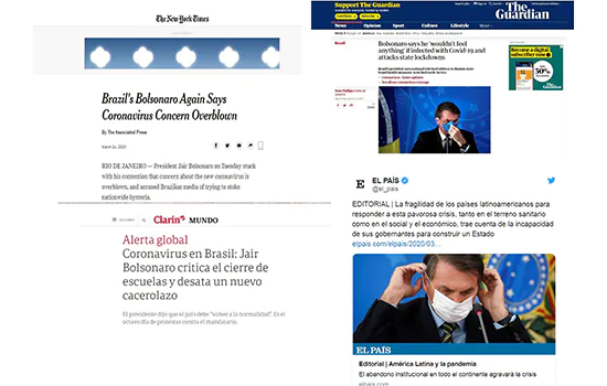 Ataque de Bolsonaro a medidas de isolamento repercute na imprensa internacional