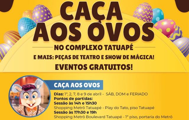 Complexo Tatuapé prepara programação infantil de Páscoa