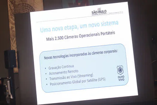 Estado anuncia a contratação de 2.500 câmeras corporais para a Polícia Militar