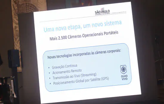 Estado anuncia a contratação de 2.500 câmeras corporais para a Polícia Militar