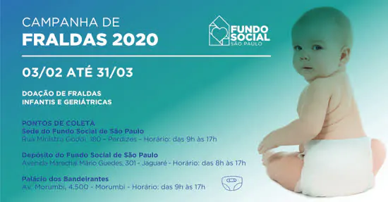 Fundo Social de São Paulo lança Campanha de Fraldas 2020