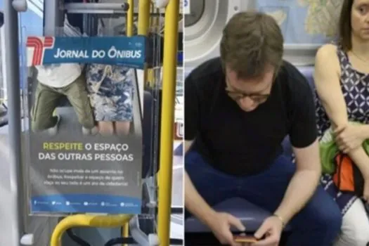 SP tem campanha contra pernas abertas no transporte: ‘Respeite o espaço do outro’