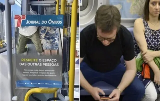 SP tem campanha contra pernas abertas no transporte: ‘Respeite o espaço do outro’