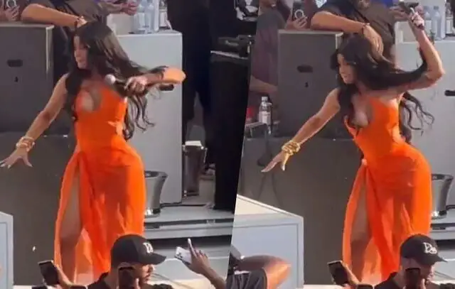 Cardi B joga microfone em fã após levar ‘banho’ de bebida e é defendida por Anitta