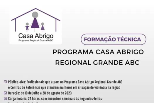 Consórcio ABC abre inscrições para formação técnica do Programa Casa Abrigo Regional