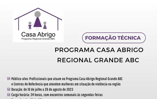 Consórcio ABC abre inscrições para formação técnica do Programa Casa Abrigo Regional