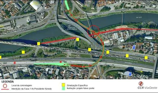 CCR ViaOeste realizará mega concretagem de fundação para nova ponte de acesso à Osasco