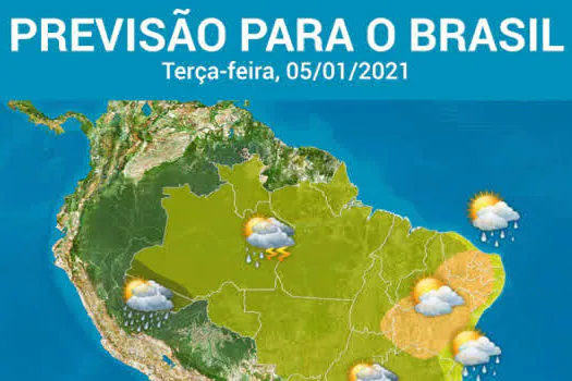 Chuva cai forte em muitas áreas do Brasil hoje