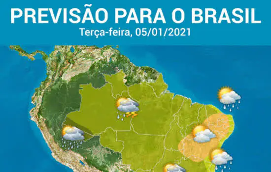 Chuva cai forte em muitas áreas do Brasil hoje