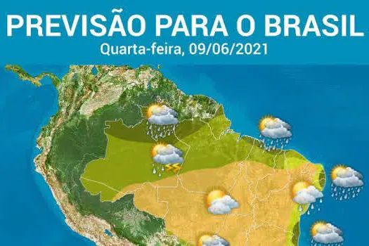 Risco de chuva forte em todas as Regiões do Brasil