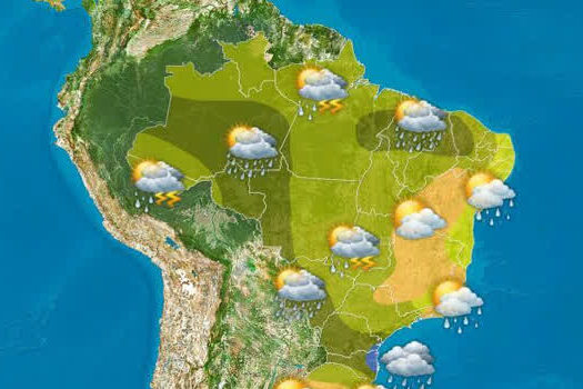 Chuva volumosa no Norte, Centro-Oeste e Sul do Brasil