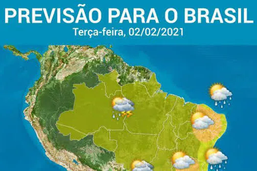 Risco de raios e de chuva forte em quase todo o país nesta terça