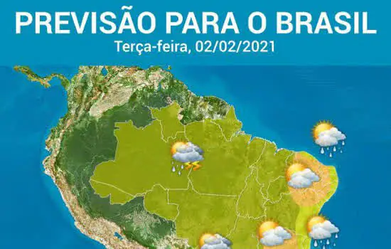 Risco de raios e de chuva forte em quase todo o país nesta terça