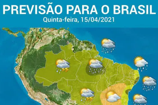 Ar seco no Sudeste. Mais temporais no Norte e no Nordeste