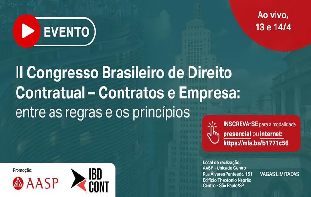 AASP e IBDCONT realizam em abril o II Congresso Brasileiro de Direito Contratual