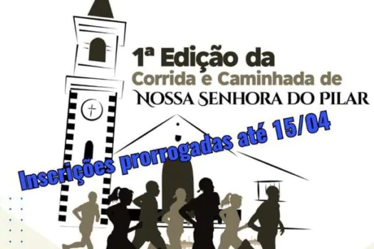 Inscrições para a 1ª Corrida e Caminhada de Nossa Senhora do Pilar seguem até 15 de abril