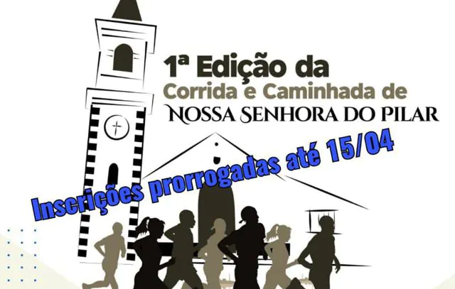 Inscrições para a 1ª Corrida e Caminhada de Nossa Senhora do Pilar seguem até 15 de abril