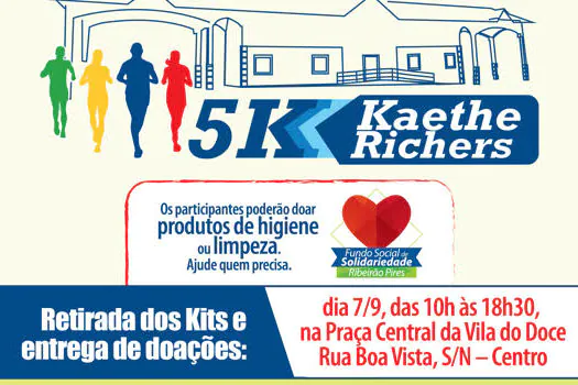 Kits da corrida 5K – Kaethe Richers devem ser retirados nesse sábado