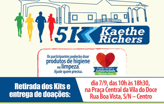 Kits da corrida 5K – Kaethe Richers devem ser retirados nesse sábado