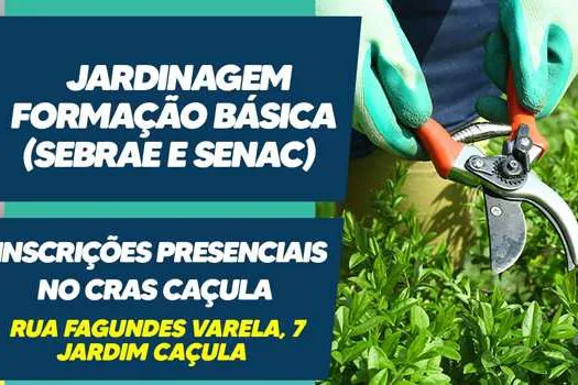 Inscrições para curso de Jardinagem – Formação Básica no CRAS Caçula começam segunda