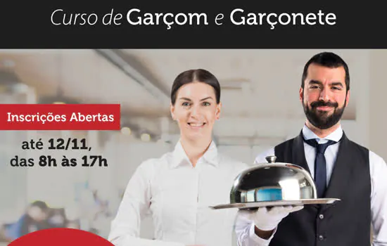 Inscrições abertas para curso gratuito de Garçons e Garçonetes em Ribeirão Pires