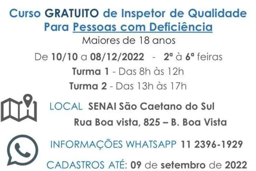 Inscrições de curso do Senai para PcD do Grande ABC terminam na sexta-feira